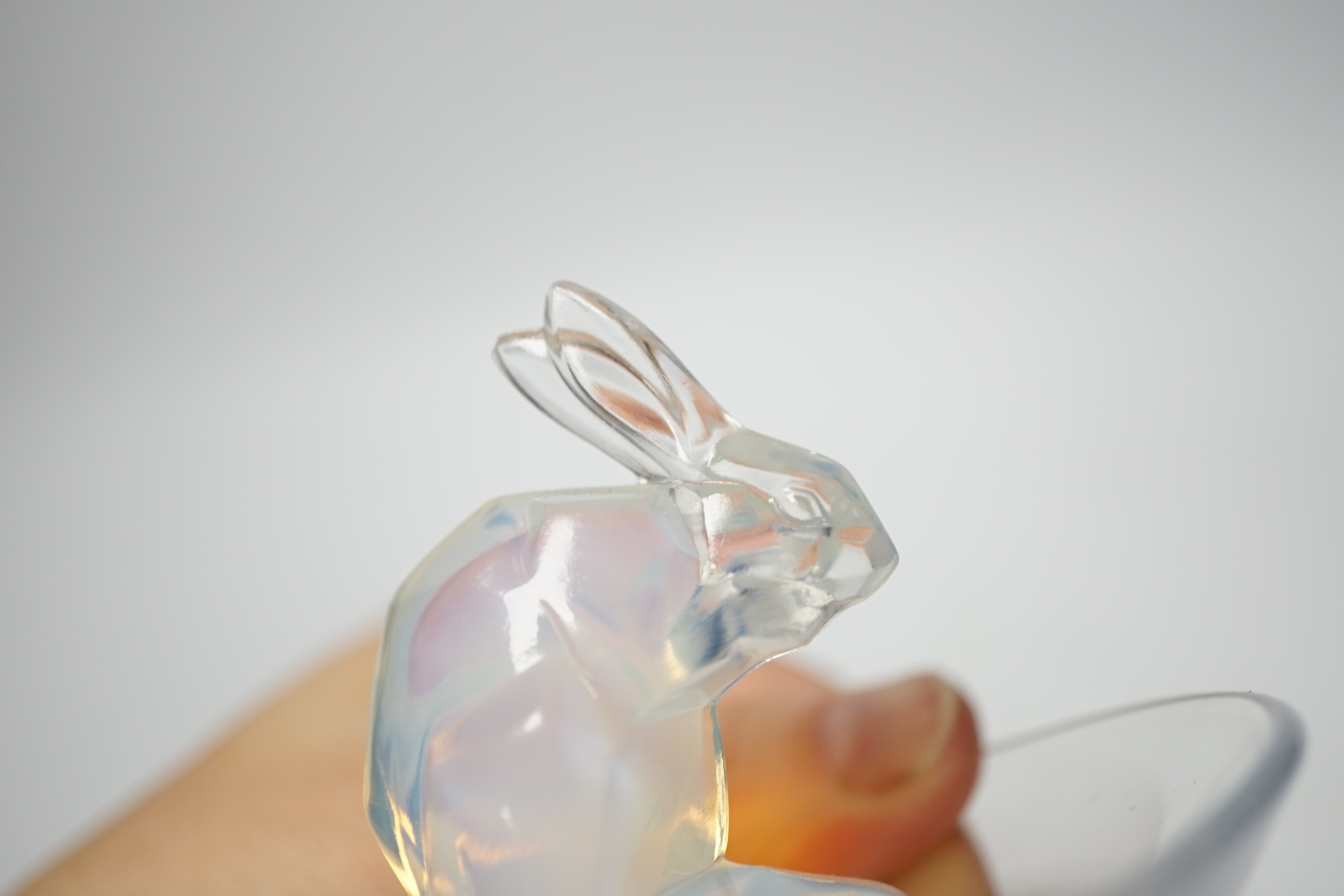 A Lalique moulded glass ‘rabbit’ pin dish, 9.5cm diameter